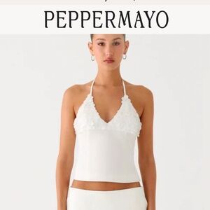 Peppermayo Exclusive - Lori beaded Halter Top - Ivory